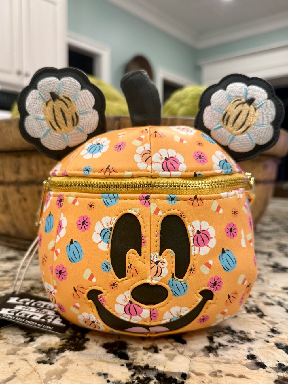 Loungefly Orange Floral Pumpkin Mickey Crossbody Bag